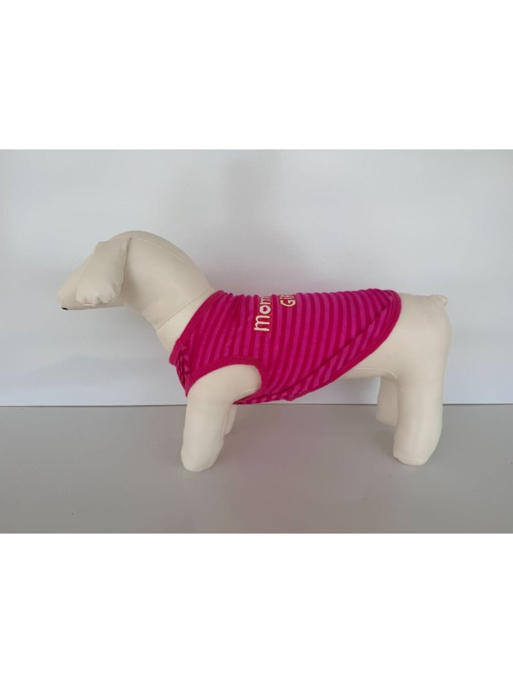 Handmade Small Dog Dress Striped Pink Dog Shirt "Mommys Girl"